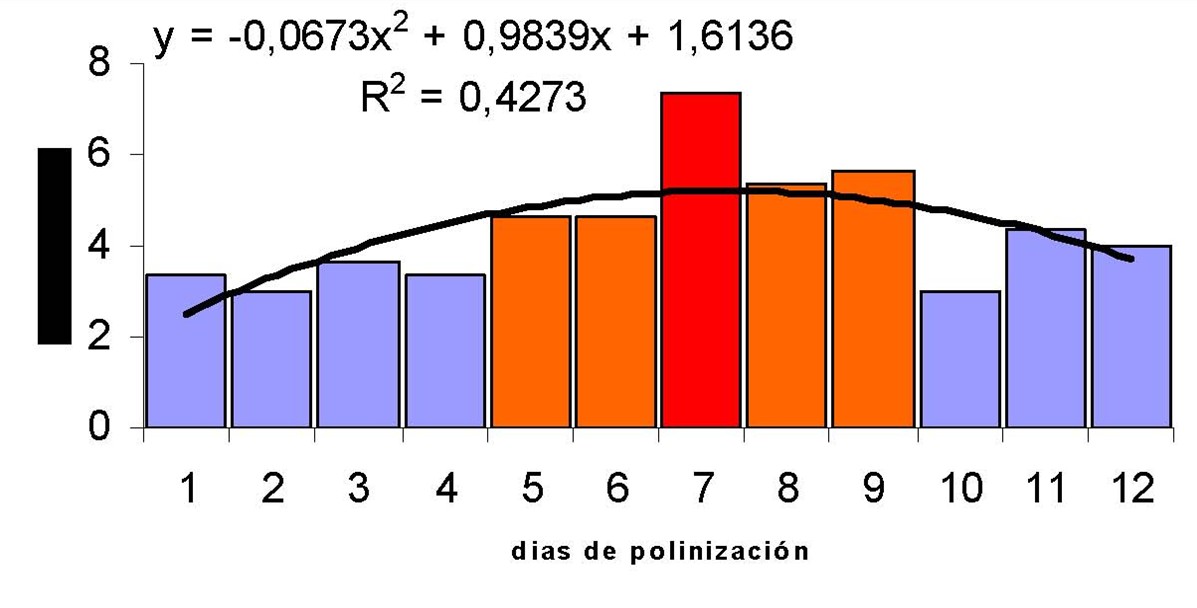 Conteo promedio diario de abejas durante el período de polinización.
