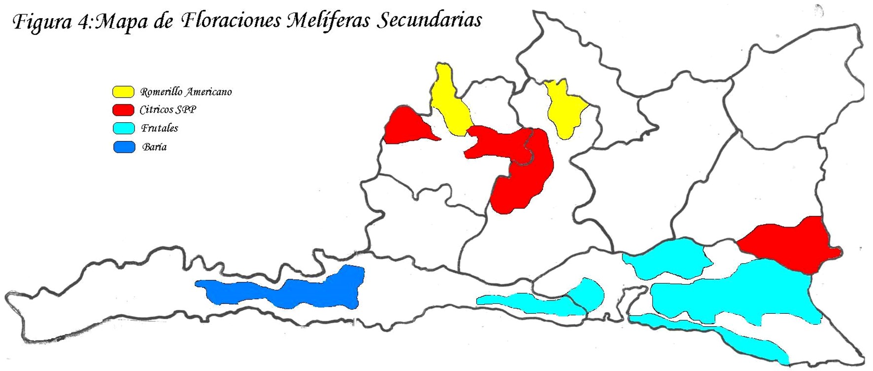 Mapa de floraciones melíferas secundarias